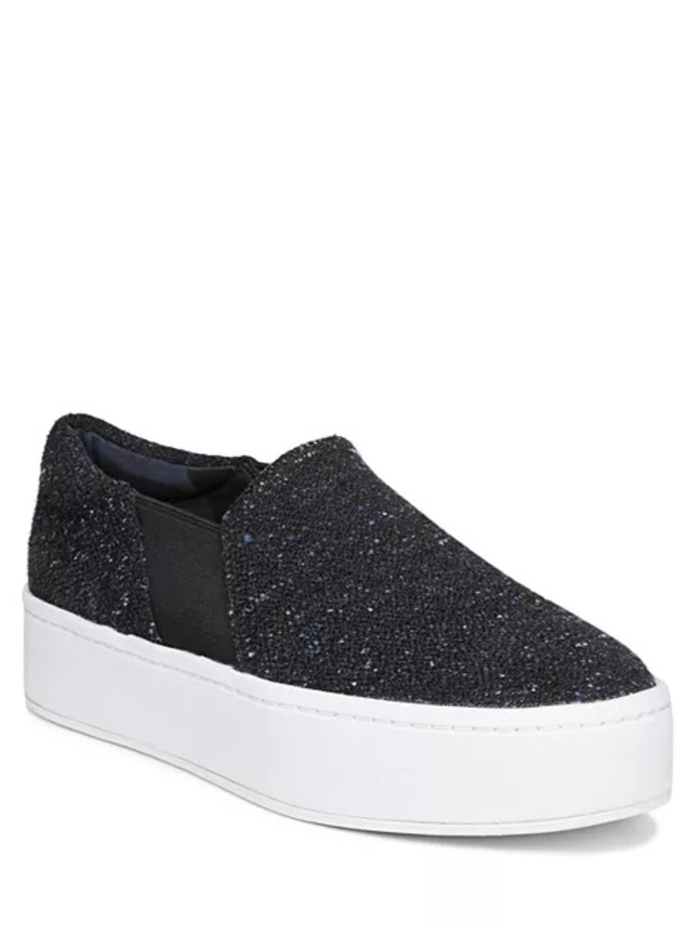 Vince Warren Round Toe Slip-On Tweed Platform Sneakers in Navy Blue, Size 10